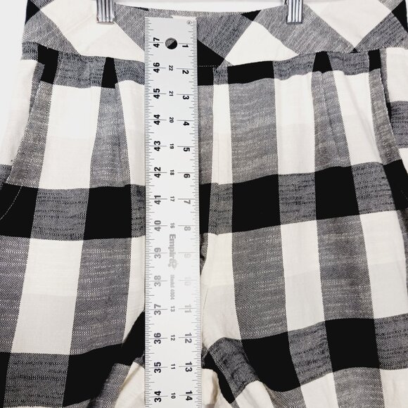 Free People, MED Clear Skies Checkered Plaid Woven Pants, Black & White Cropped - Picture 11 of 15